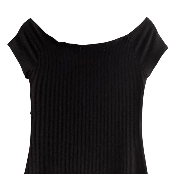 Reformation The Sweetheart Black Ribbed Knit Off-Shoulder Mini Dress S Party - Picture 6 of 10